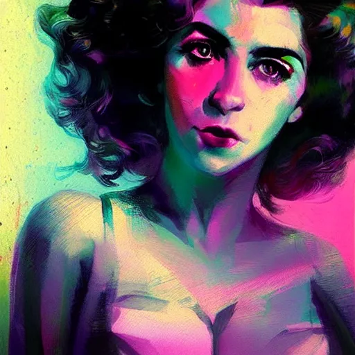 Image similar to portrait of a beautiful marina diamandis electra heart, volume lighting, concept art, by greg rutkowski!!, colorful, xray melting colors!!