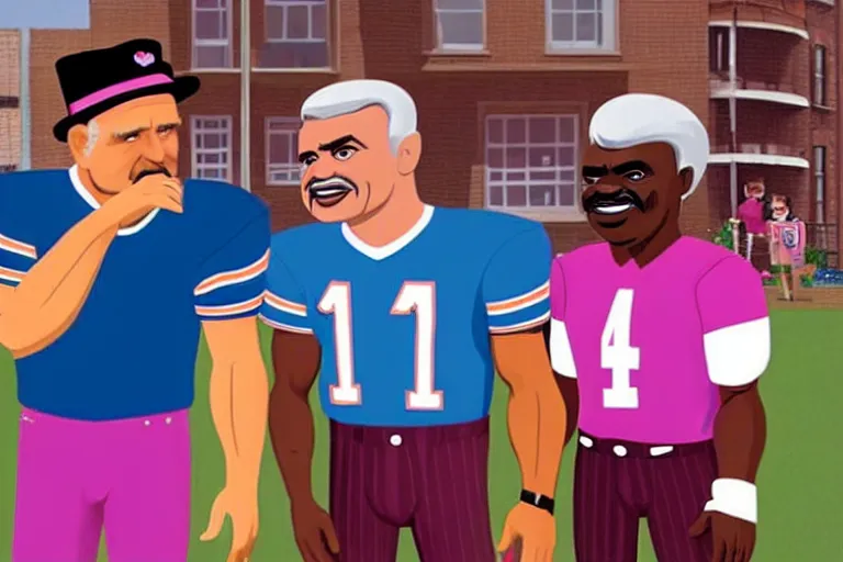 Image similar to still frame of Ditka and Walter Payton in barbie, by Jaap Buitendijk