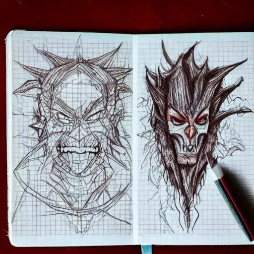 Image similar to ocd demon sketch art in notebook