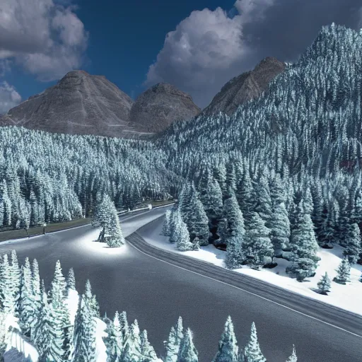 Prompt: rocky mountains, snow, detailed, unreal engine 5, natgeo, tilt shift,