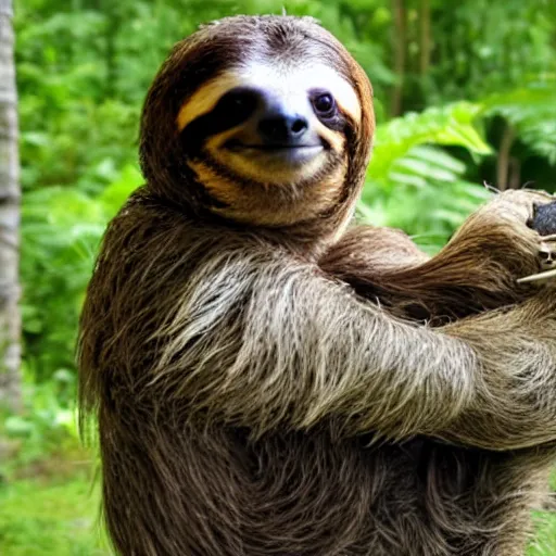 Prompt: a sloth slapping a turtle