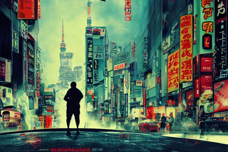 Image similar to cat attacking Tokyo, disaster movie poster, masterpiece, masterwork, cgstudio