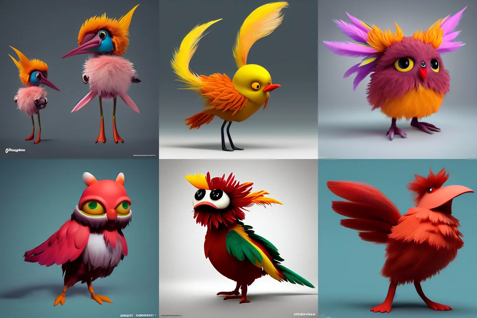 Prompt: cute, cute, cute. cute feathers pictoplasma characterdesign toydesign toy monster bird of paradise, zbrush, octane, hardsurface modelling, artstation, cg society, by greg rutkowksi