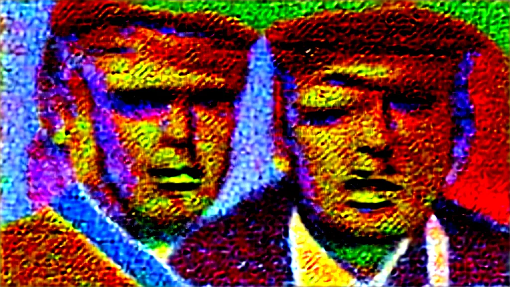 Prompt: donald trump apotheosis, pop art in the style of syd mead and alex grey