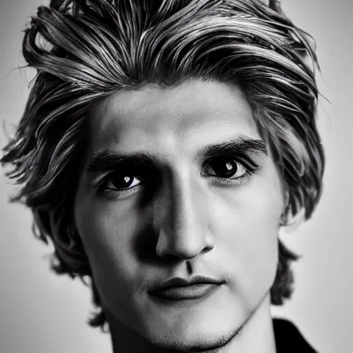 Prompt: really handsome gigachad xqc, portrait photograph : : realistic : : 1 dslr : : 1 - - quality 2