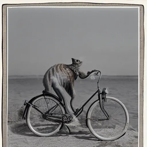 Image similar to photograph of a fish riding a bicycle