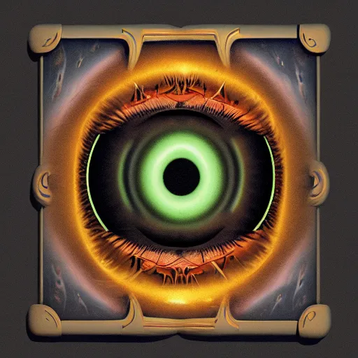 Prompt: a 3 d render of a tarot card, eye, by dan mumford trending on cgsociety, 8 k