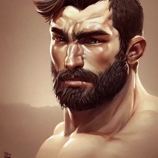 Image similar to portrait of a rugged ranger, muscular, upper body, hairy torso, detailed detailed detailed hands hands hands hands, D&D, fantasy, bare bare bare bare thighs thighs thighs intricate, elegant, highly detailed, digital painting, artstation, concept art, smooth, sharp focus, illustration, art by artgerm