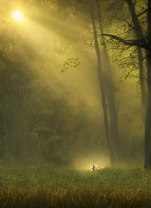 Image similar to misty swamp, hazy fog, sundown golden hour, girls early morning dance, smile, fireflies and sparkling wisps, sun rays through trees, Lilia Alvarado, Sophie Anderson, Mark Arian, Bob Byerley, Charlie Bowater, Mark Brooks, Steve Henderson, Justin Gerard, Arthur Hughes, Edward Robert Hughes, Mark Keathley, Victor Nizovtsev, Carlos Shwabe, Ross Tran, WLOP