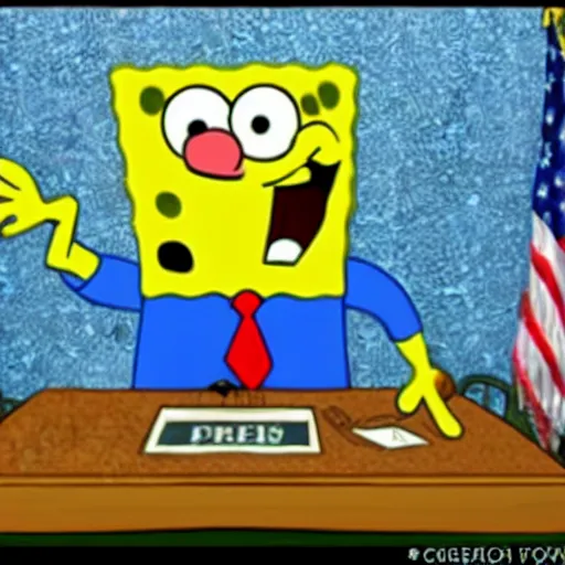 Image similar to photo of spongebob becoming president of the united states,