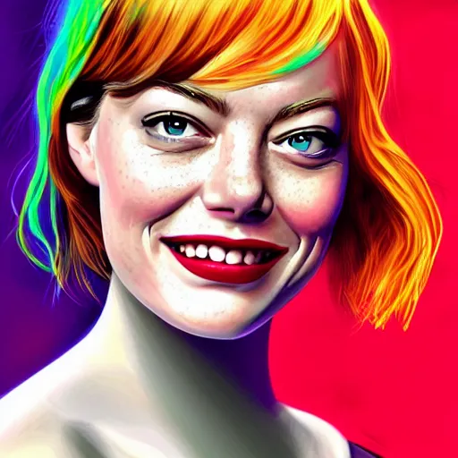 Prompt: A wonderful portrait of Emma Stone, digital art