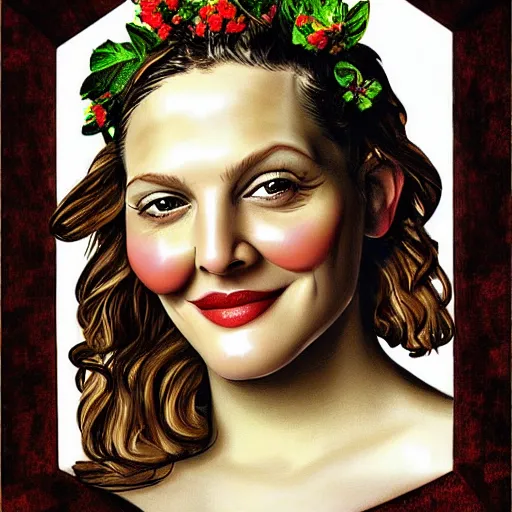 Prompt: drew barrymore on a smore digital painting by arcimboldo