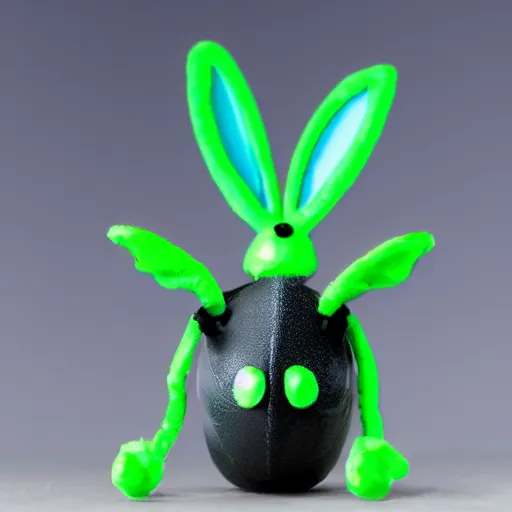 Image similar to anthropomorphic beetle bug with bunny ears