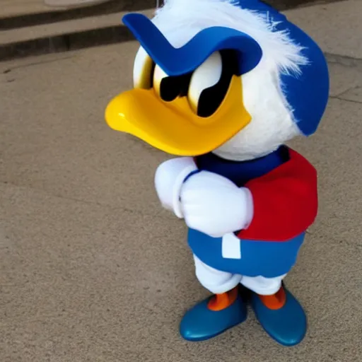Prompt: donald duck in porto, real life, photorealistic, 3 d