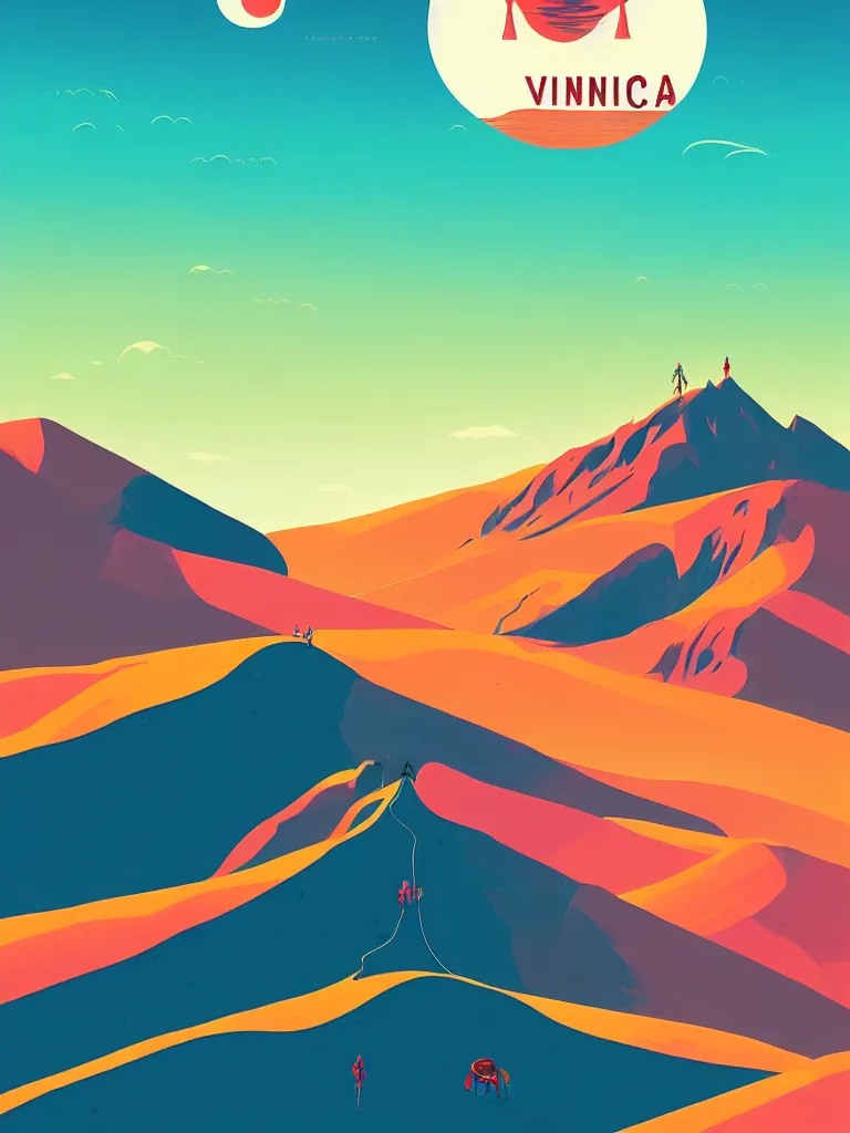 Prompt: a travel poster illustration depicting vinicunca mountain in peru, vintage style, white architecture, digital painting, vector art, trending on artstration, by anton fadeev, by alena aenami