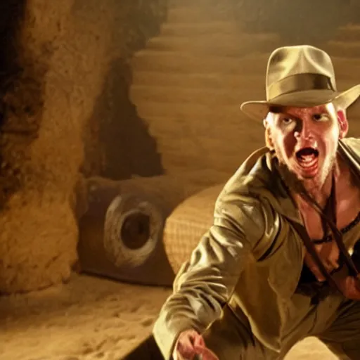 Image similar to Live Action Still of Jerma in Raiders of the Lost Ark, real life, hyperrealistic, ultra realistic, realistic, highly detailed, epic, HD quality, 8k resolution, body and headshot, film still