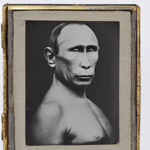 Image similar to deformed animal human hybrids Vladimir Putin is monkey daguerreotype