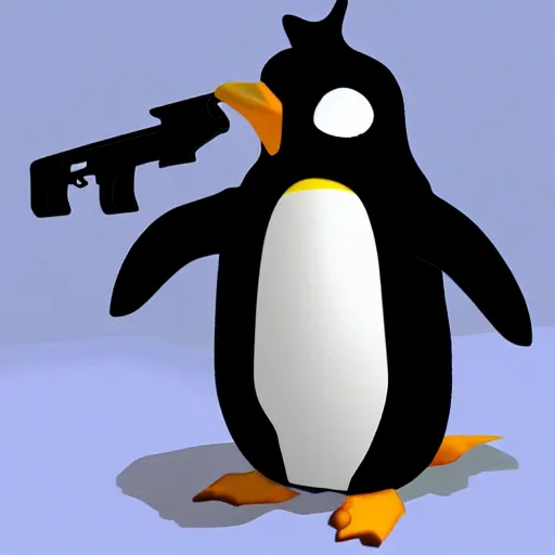 Image similar to a penguin in club penguin holding a gun