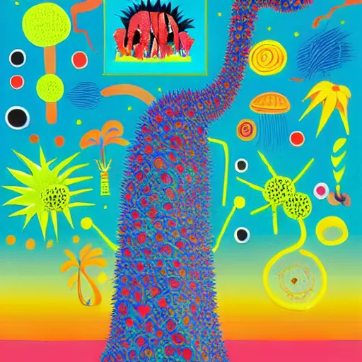 Prompt: adam and eve bigger than godzilla, hohokum art style, smooth painting, each individual seeds have ultra high detailed, 4 k, illustration, comical, acrylic paint style, pencil style, torn cosmo magazine style, pop art style, ultra realistic, underrated, by mike swiderek, jorge lacera, ben lo, tyler west