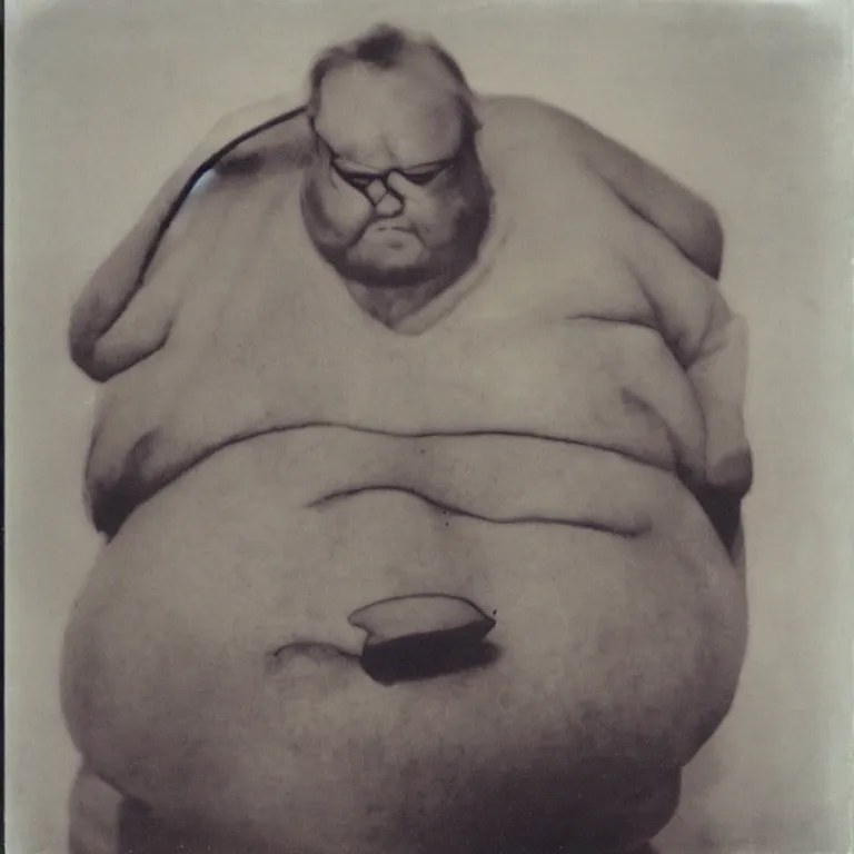 Image similar to color polaroid portrait of a fat man by andy warhol. holga, lomo