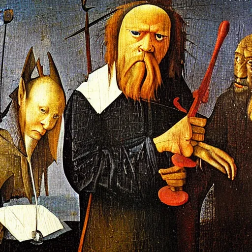 Prompt: a lister celebs painting by hieronymus bosch