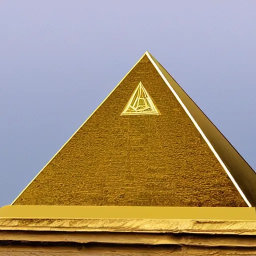 Image similar to 'a golden iluminati pyramid'