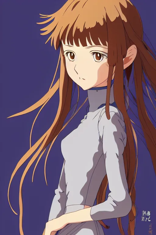 Image similar to anime art full body portrait character nausicaa concept art, anime key visual of elegant young female, brown hair and large eyes, finely detailed perfect face delicate features directed gaze, sunset in a valley, trending on pixiv fanbox, studio ghibli, extremely high quality artwork by hayao miyazaki by kushart krenz
