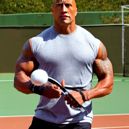 Image similar to Dwayne Johnson as tennis player