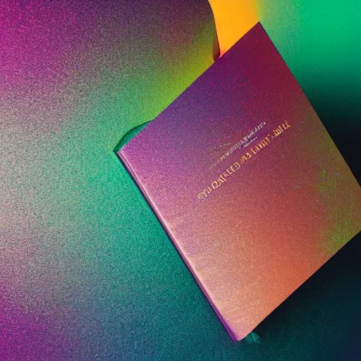 Prompt: a book cover with a euphoria - inspired aesthetic, with hazy gradient and touches of holographic foil and uv gloss on a super matte finish. colorful, next - level design, less traditional.