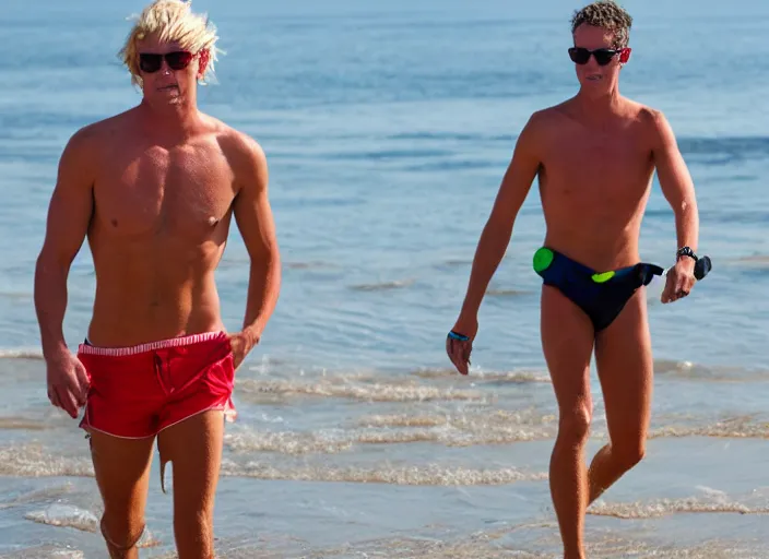 Prompt: skinny blonde male lifeguard roving salt creek beach in dana point, ca