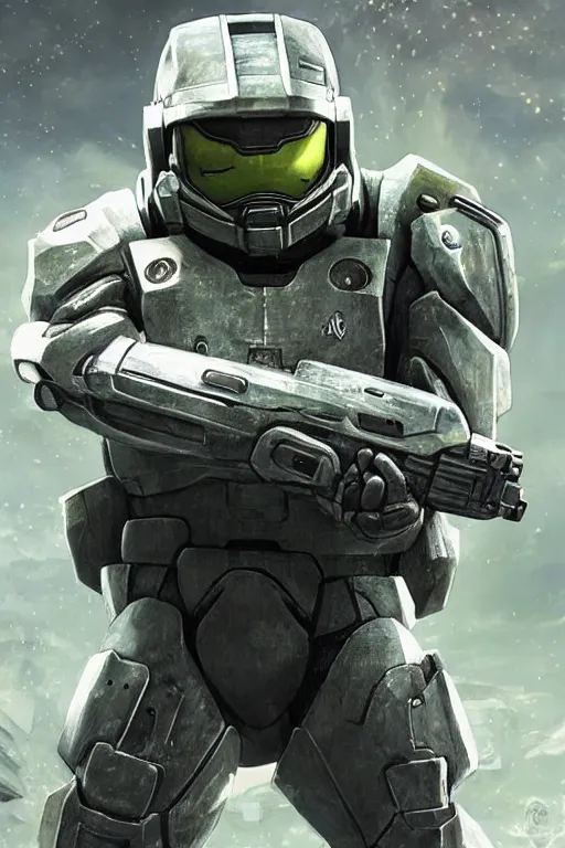 Prompt: squirtle playing as master chief, oil on canvas, intricate, 8 k highly professionally detailed, hdr, cgsociety