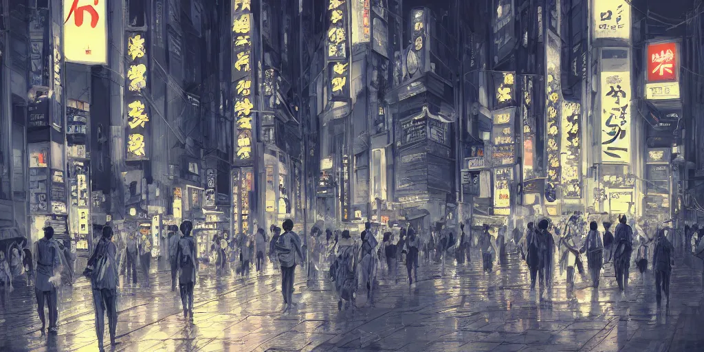 Prompt: a cat walking at the busy streets of tokyo at night, mixed media, concept art, digital painting, trending on artstation, highly detailed, epic composition, 8 k uhd