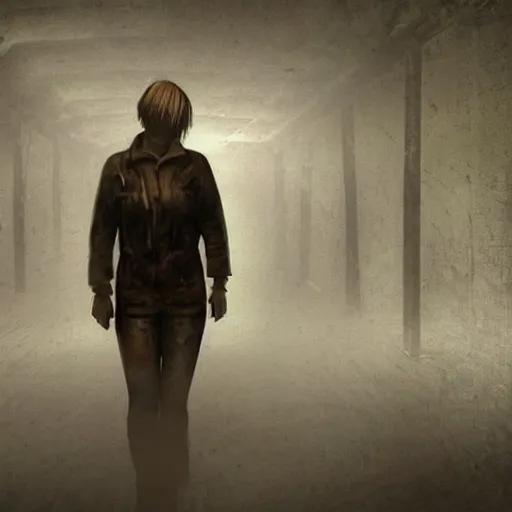 Image similar to A photorealisitic brightened liminal photograph of Silent Hill 2