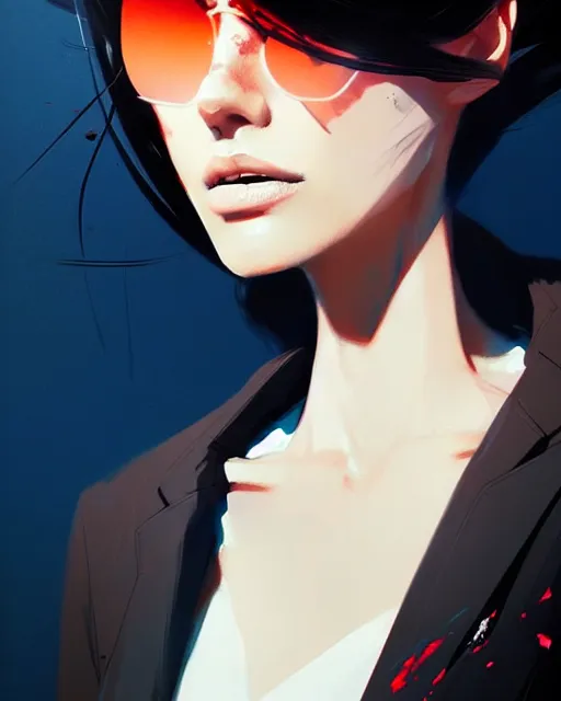 Image similar to a ultradetailed beautiful panting of a stylish woman in a black blazer, by conrad roset, greg rutkowski and makoto shinkai, trending on artstation