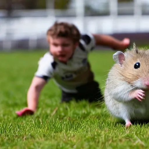 Image similar to hamster playing rugby