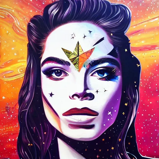 Image similar to painting of a character doing the moonwalk by Sandra Chevrier in a cosmic scenic environment, trending on Artstation, hyperdetailed, beautiful, stars, planets, nebula