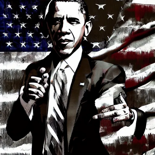 Prompt: president barack obama by yoji shinkawa game cover high quality digital art