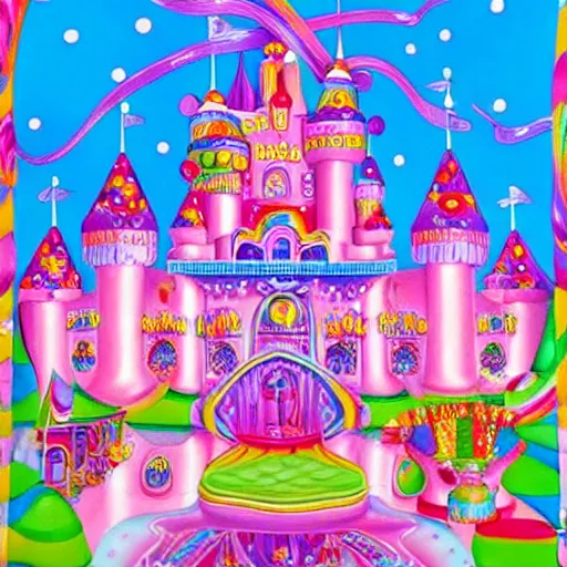 Image similar to candyland castle symmetry by lisa frank