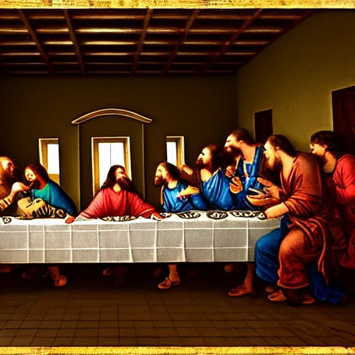 Image similar to the last supper but they are all drinking whiskey and captain morgan, realistic, hdr, clear image, hdd, rtx on,