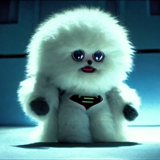 Prompt: <MarvelFilmStill mode='attention grabbing'>an adorable fluffy robot reveals it is a superhero</MarvelFilmStill>