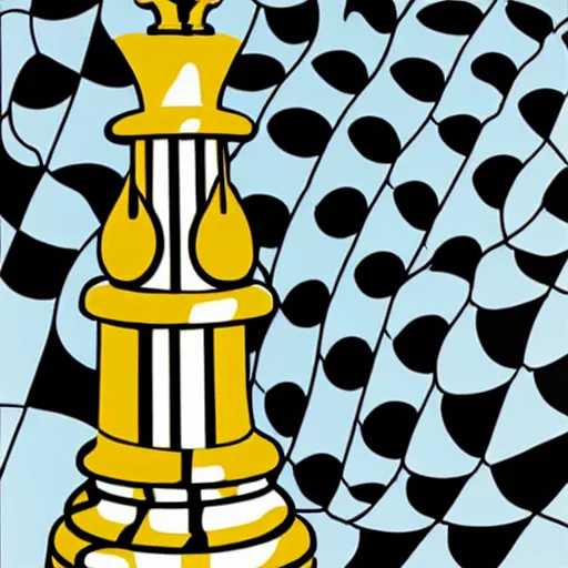 Prompt: chess piece, by roy lichtenstein, pop art,