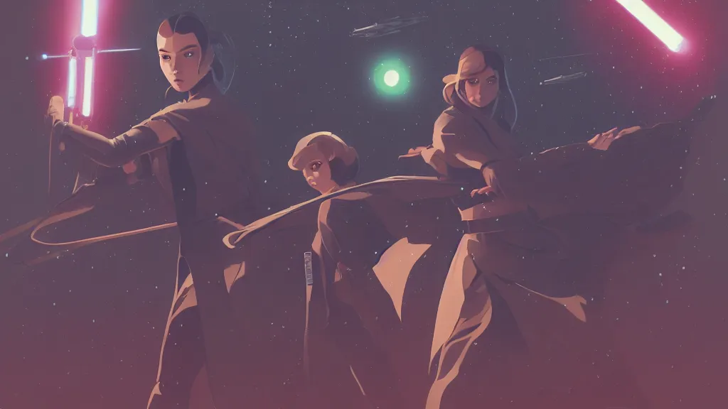 Image similar to star wars, clean cel shaded vector art. shutterstock. behance hd by lois van baarle, artgerm, helen huang, by makoto shinkai and ilya kuvshinov, rossdraws, illustration, fantasy