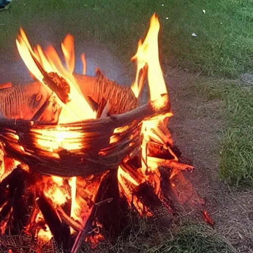 Image similar to photo of hillbilly with long blonde hair around a bonfire, symmetric face