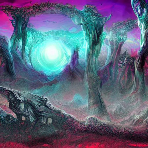 Image similar to Nightmare world, digital art