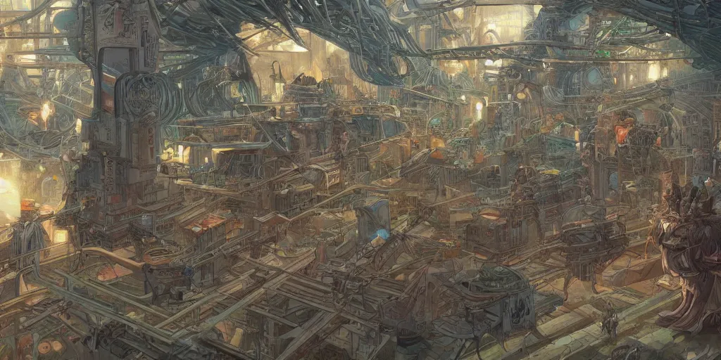 Prompt: incredible concept art of multiple plots and threads interweaving into a holodeck like structure, audience, cinematic, cinema, amazing detail, by moebius and mohrbacher,