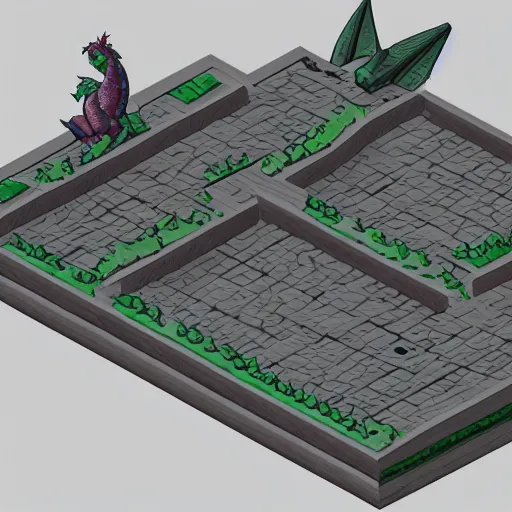 Image similar to hand-painted sculpted isometric dragon, cartoon-style, stylized render, zoomed out view, white background