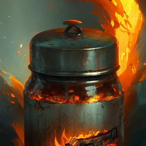 Image similar to a jar full of fire, greg rutkowski