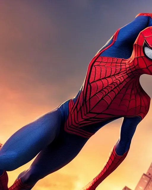Image similar to A photo of an live-action animated SpiderMan movie starring emma watson. Emma watson face reveal. rendered in Unreal Engine, 8K concept art, detailed, cohesive, mixed media, volumetric lighting, ambient occlusion, 8K 3D, shot on Kodak Ektar