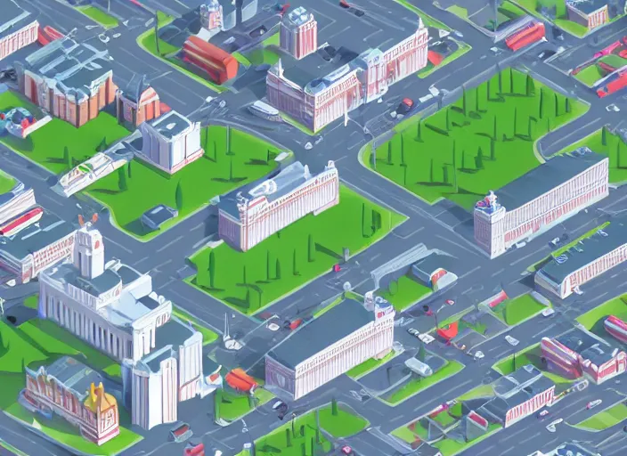 Image similar to moscow isometric aerial lowpoly