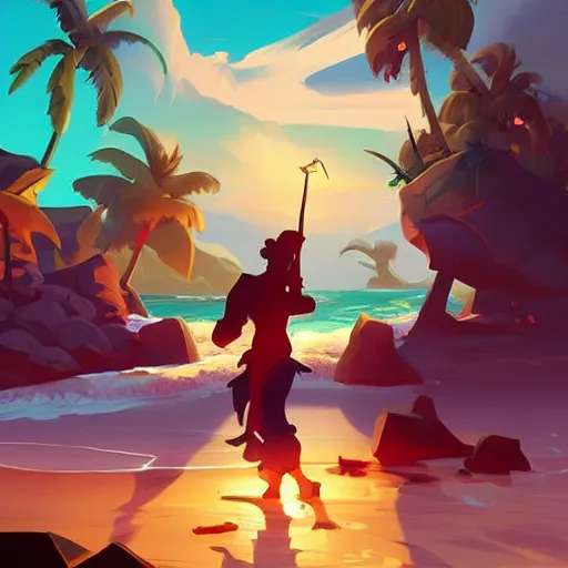 Image similar to painting treasure on sea of thieves game smooth median photoshop filter cutout vector, behance hd by jesper ejsing, by rhads, makoto shinkai and lois van baarle, ilya kuvshinov, rossdraws global illumination